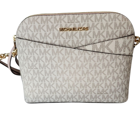 Michael Kors Pink and Cream Crossbody Bag with Signature Monogram - Picture 1 of 5